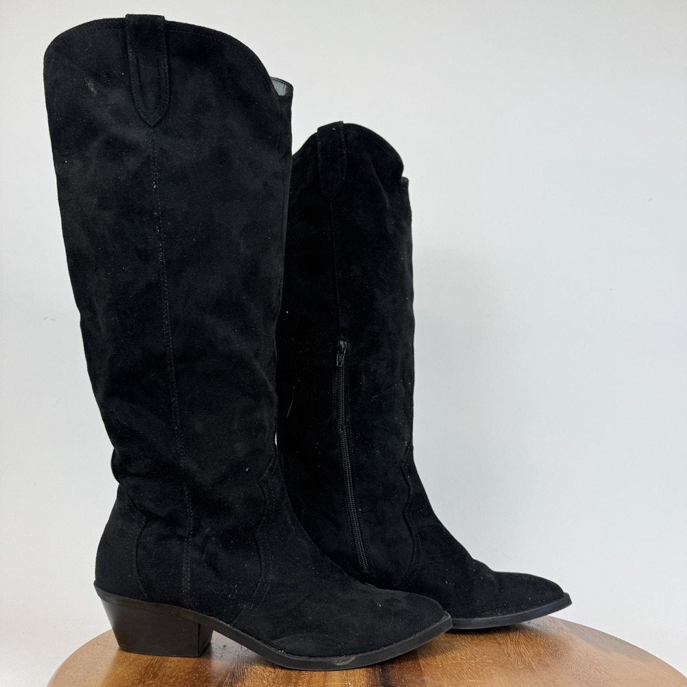 Womens Dolce‎ Vita Kit Black Western Heeled Knee High Cow Boy Boots Size 9 M AUC